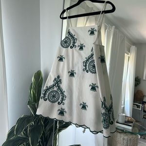 Zara White and Green Mini Dress